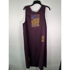 Classics Carol Anderson Dress Womens L Sleeveless Maxi Pullover Graphic Purple